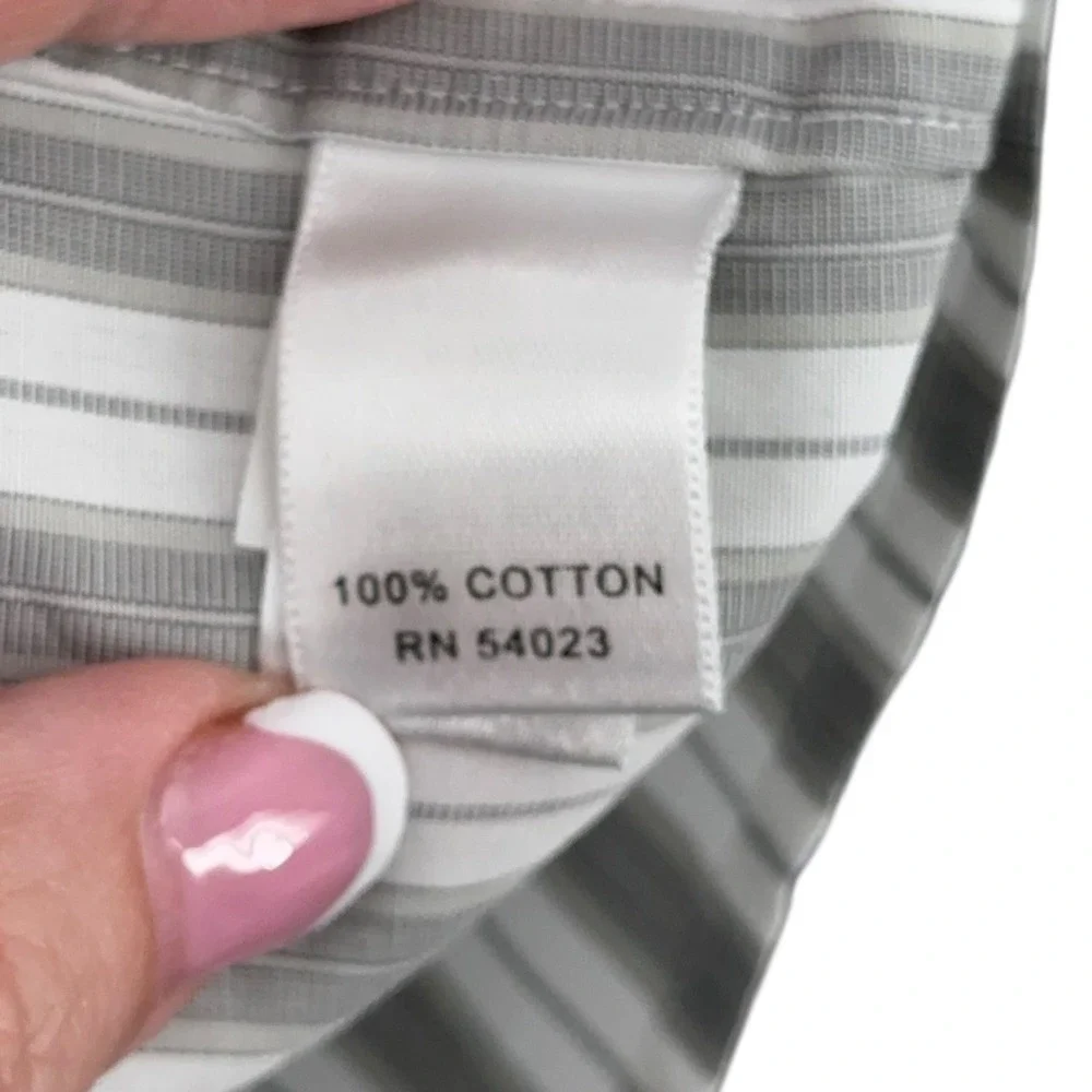 Banana‎ Republic Slim Fit Dress Shirt Gray Striped Executive M 15-15.5